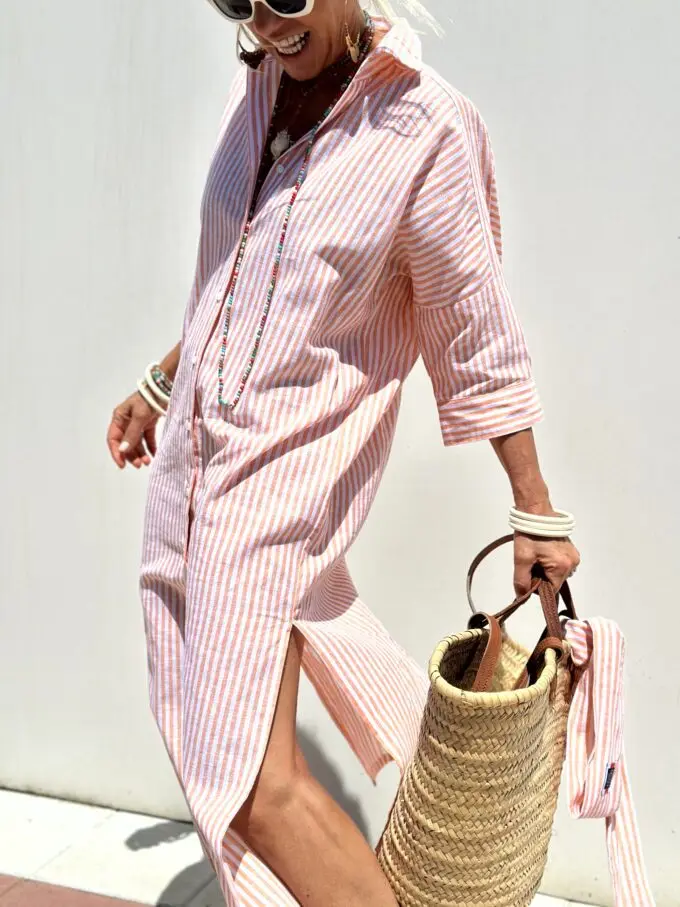 Autumn Long Sleeve Shirt Dress Elegant Belt Long Dress For Women 2024 Fashion Print Button Lapel Neck Casual Dresses Robe Femme
