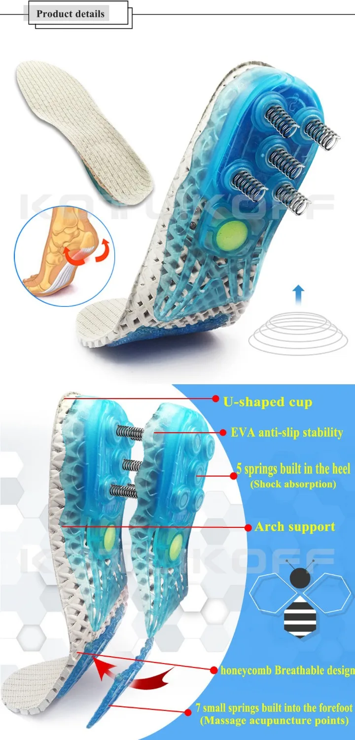 EVA Spring silicone Insole Orthotic Arch Support Sport Non-slip Shock-Absorbantin Breathable Deodorant Cushion Insoles Sole Pads