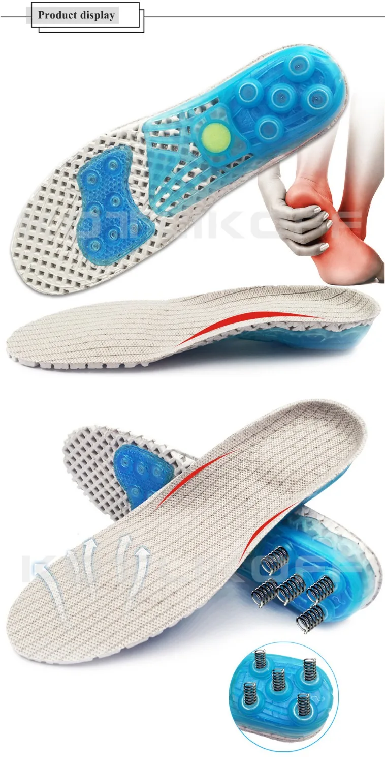 EVA Spring silicone Insole Orthotic Arch Support Sport Non-slip Shock-Absorbantin Breathable Deodorant Cushion Insoles Sole Pads