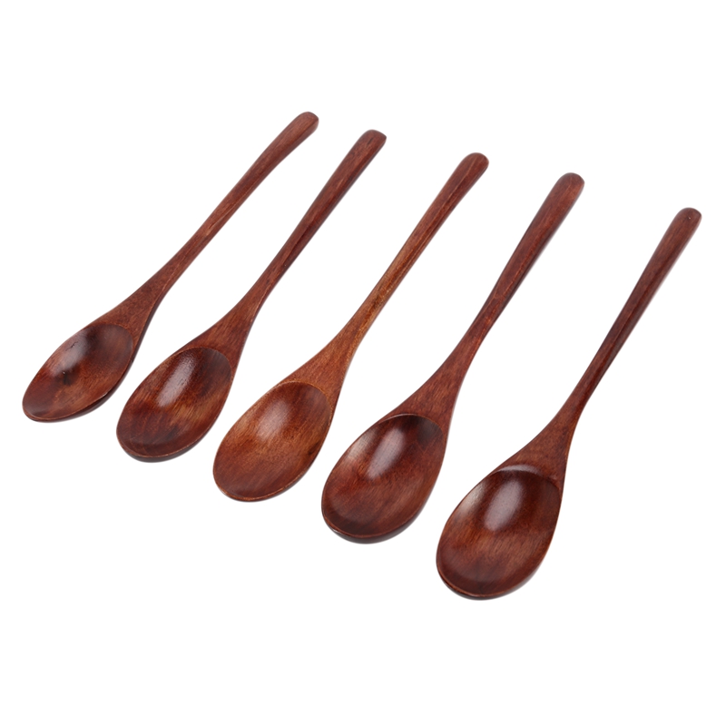10 Pcs Wooden Spoons Forks Set Wooden Utensil Set Reusable Natural Wood Flatware Set for Cooking Stirring Eating