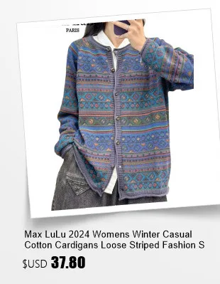 Amax LuluE 2026 Fall Womens Fashion Printed Loose Cardigans Casual V Neck Sweaters Ladies Korean Luxury Classic Cartoon Knitwear