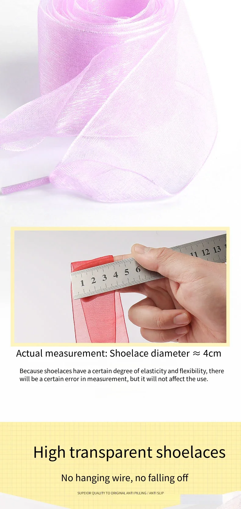 Fashion Chiffon Yarn Shoelaces 4cm Wider Flat Silk Shoelace Sneakers Rope Laces for Shoes Shoes Accessories 100/120/140/160CM