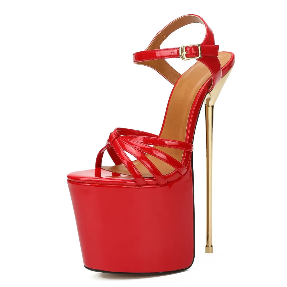 SDTRFT Buckle Sandals Party Shoes Woman Stiletto Zapatos Mujer 22cm Ultra High Metal Thin Heels Ladies Platforms Pumps Zapatilla