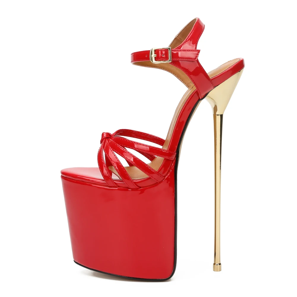SDTRFT Buckle Sandals Party Shoes Woman Stiletto Zapatos Mujer 22cm Ultra High Metal Thin Heels Ladies Platforms Pumps Zapatilla