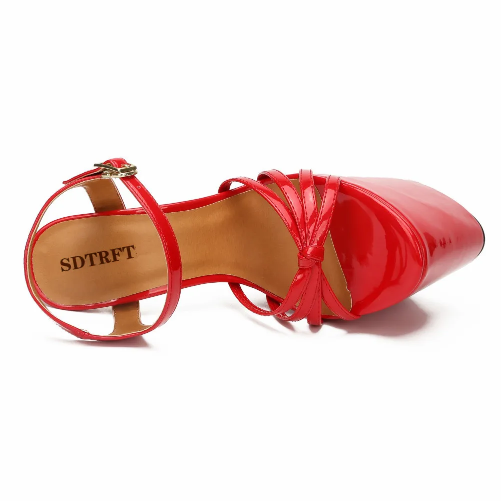 SDTRFT Buckle Sandals Party Shoes Woman Stiletto Zapatos Mujer 22cm Ultra High Metal Thin Heels Ladies Platforms Pumps Zapatilla