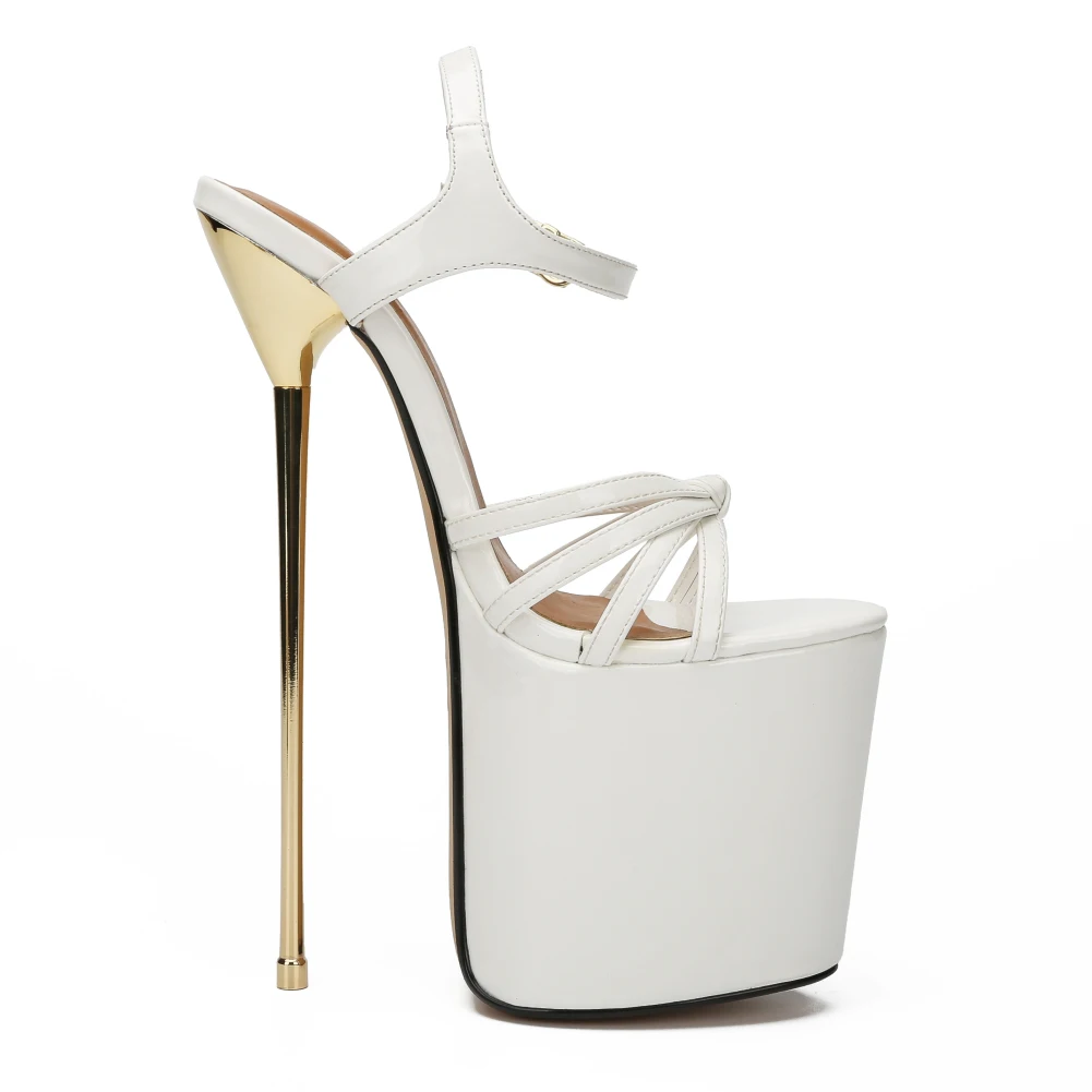 SDTRFT Buckle Sandals Party Shoes Woman Stiletto Zapatos Mujer 22cm Ultra High Metal Thin Heels Ladies Platforms Pumps Zapatilla