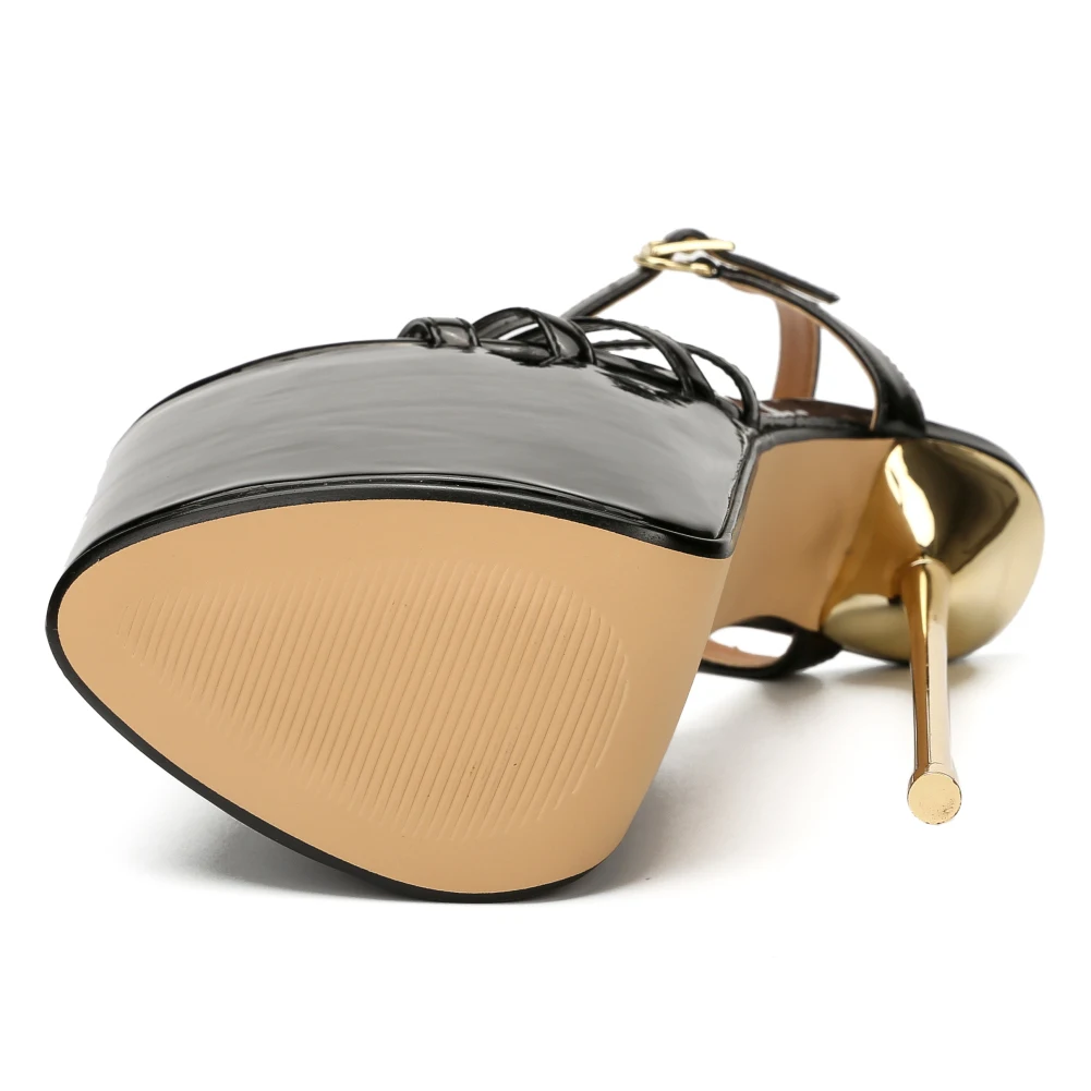 SDTRFT Buckle Sandals Party Shoes Woman Stiletto Zapatos Mujer 22cm Ultra High Metal Thin Heels Ladies Platforms Pumps Zapatilla