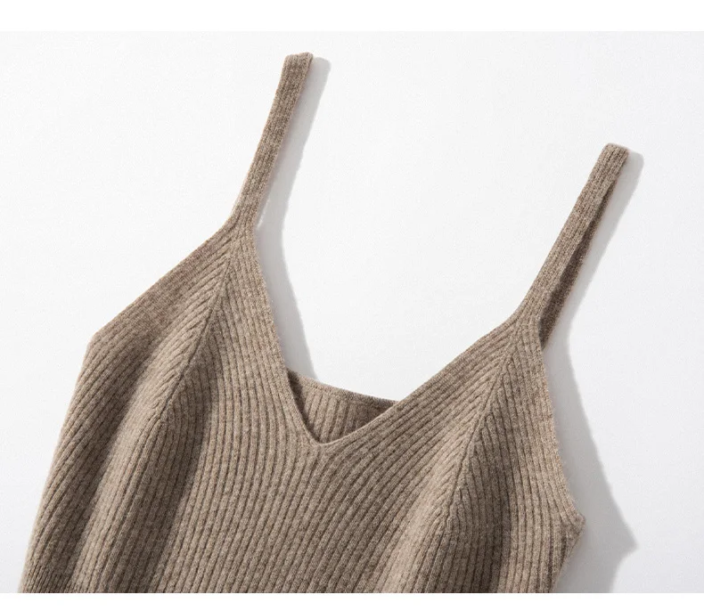 Cashmere Women's 100% Goat Cashmere Interior With Autumn And Winter New Minimalist Knitted Base Camisole Vest