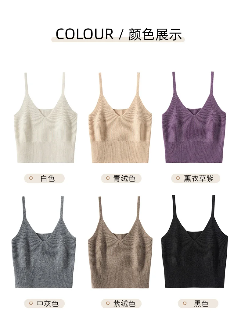 Cashmere Women's 100% Goat Cashmere Interior With Autumn And Winter New Minimalist Knitted Base Camisole Vest
