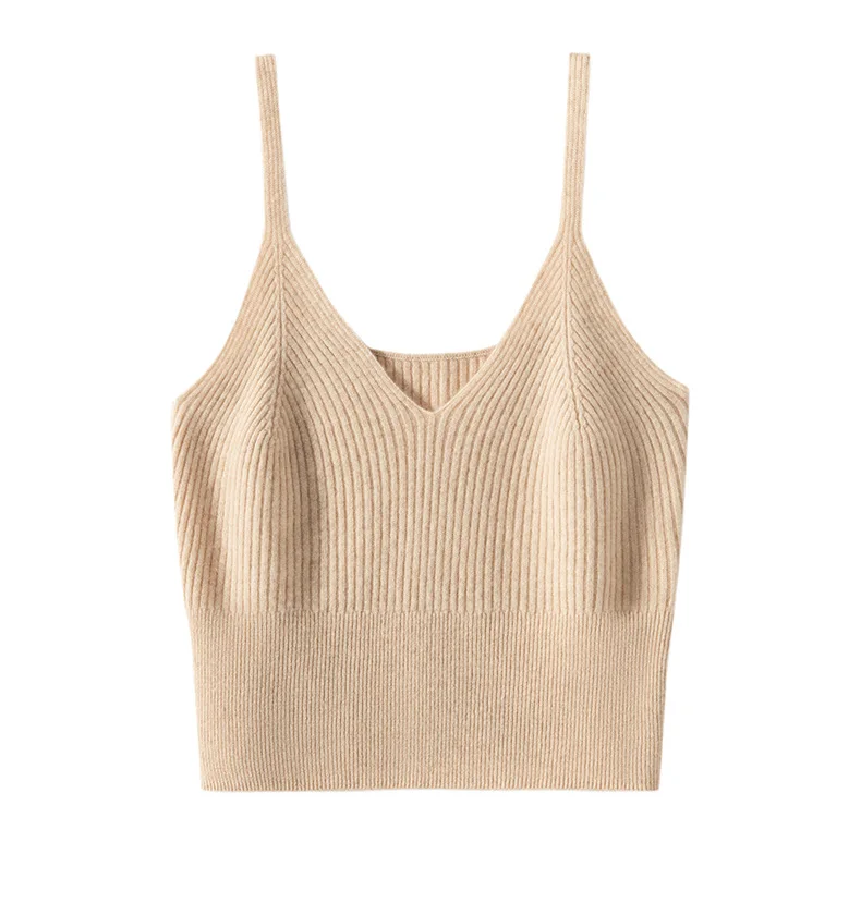 Cashmere Women's 100% Goat Cashmere Interior With Autumn And Winter New Minimalist Knitted Base Camisole Vest