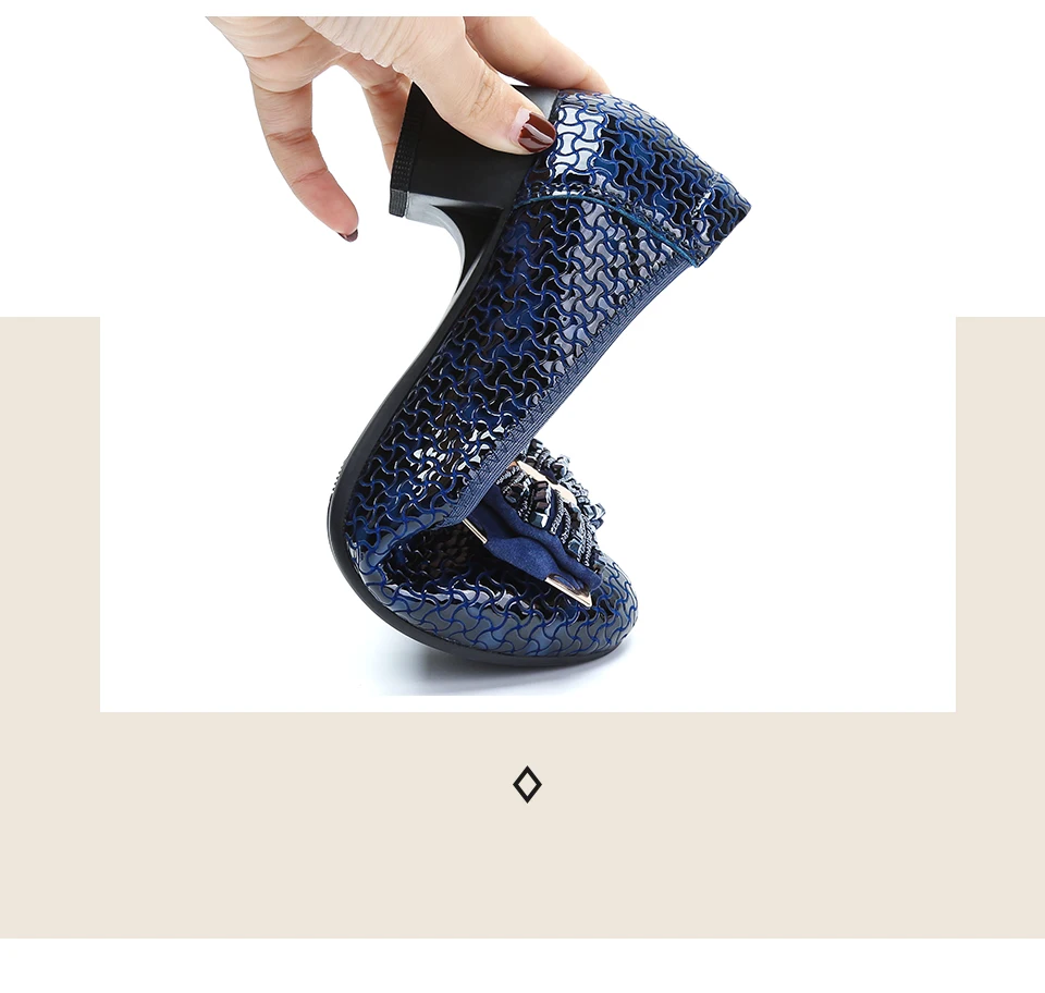 Mid-heel Mother Shoes Genuine Leather Soft Sole Round Head Thick Heel Single Shoes Middle-aged Large Size Ladybugs Single Shoes