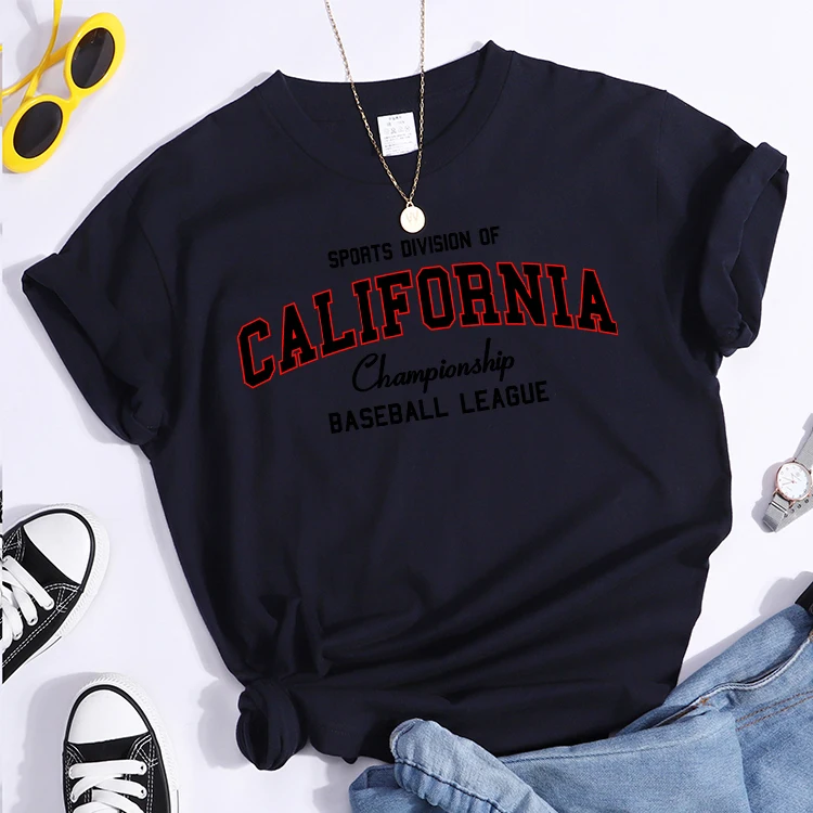 Sports Division California Ship Baseball League T-Shirts Comfortable Round Neck Tshirt Comfortable Hipster Tee Top Casual Tshirt