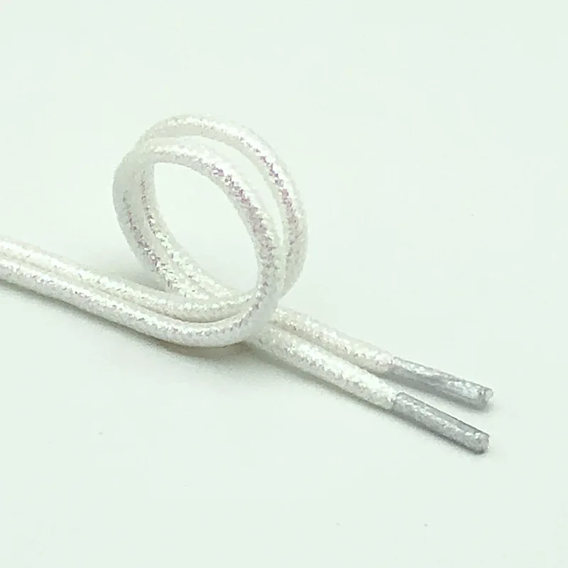 New Round Colorful Shoelaces Glitter White Shoelaces of sneakers Metallic Shiny gold silver Flat shoe laces sports running Lace