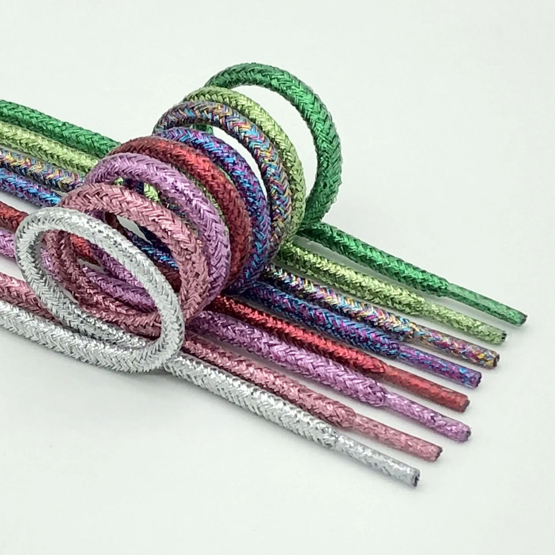 New Round Colorful Shoelaces Glitter White Shoelaces of sneakers Metallic Shiny gold silver Flat shoe laces sports running Lace