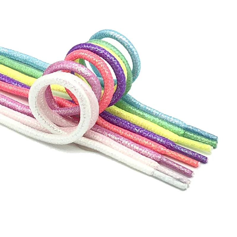 New Round Colorful Shoelaces Glitter White Shoelaces of sneakers Metallic Shiny gold silver Flat shoe laces sports running Lace