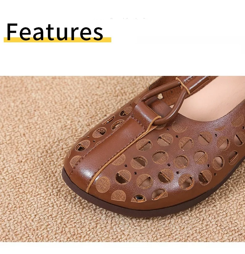 Designer Elegant Woman Flat Ballet Shoes Ladies Hollow Out Summer Flats Women's Mary Jane Shoes Vintage Loafers Cut Out Moccasin