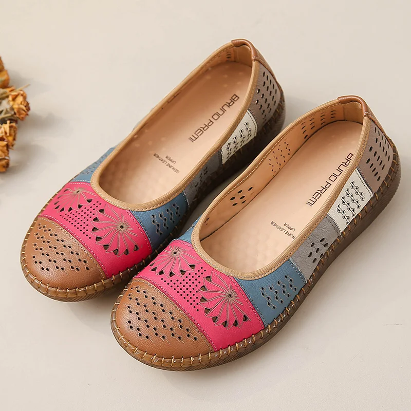 Designer Elegant Woman Flat Ballet Shoes Ladies Hollow Out Summer Flats Women's Mary Jane Shoes Vintage Loafers Cut Out Moccasin