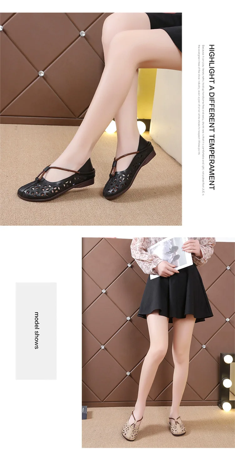 Designer Elegant Woman Flat Ballet Shoes Ladies Hollow Out Summer Flats Women's Mary Jane Shoes Vintage Loafers Cut Out Moccasin