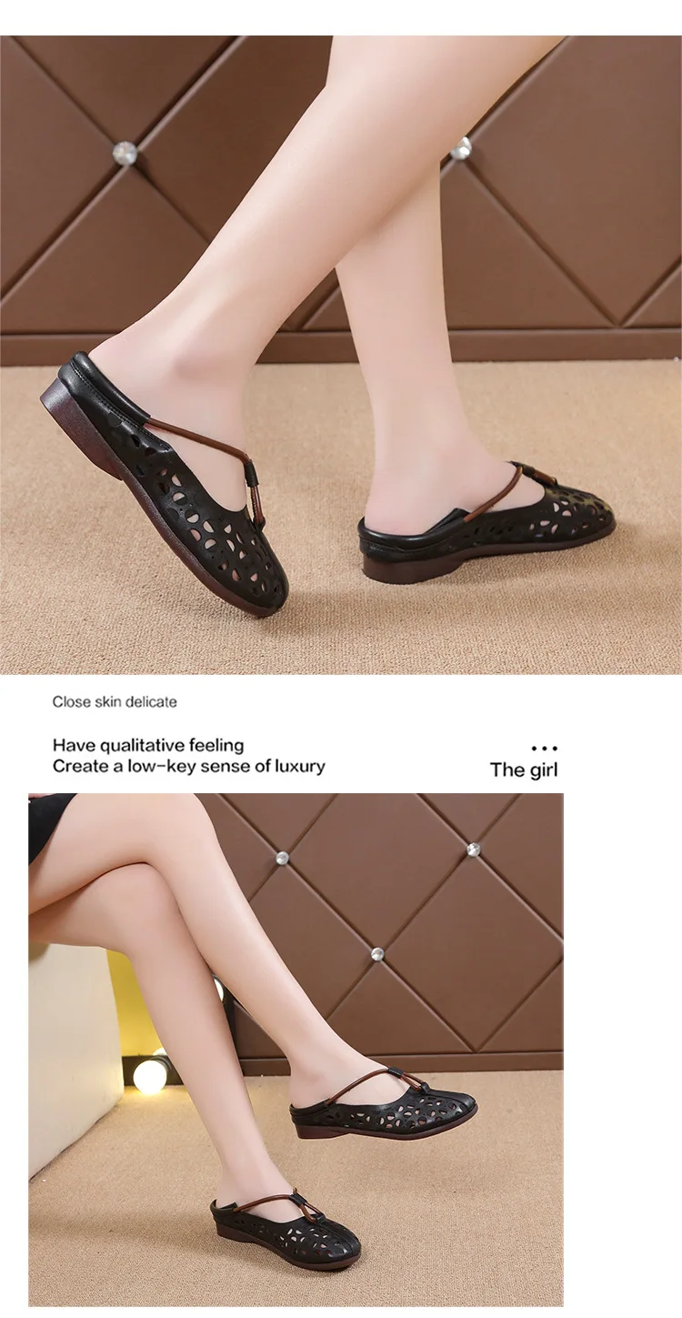 Designer Elegant Woman Flat Ballet Shoes Ladies Hollow Out Summer Flats Women's Mary Jane Shoes Vintage Loafers Cut Out Moccasin