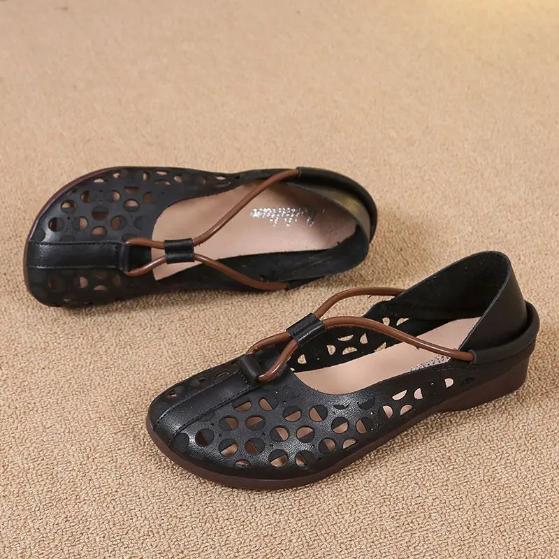 Designer Elegant Woman Flat Ballet Shoes Ladies Hollow Out Summer Flats Women's Mary Jane Shoes Vintage Loafers Cut Out Moccasin