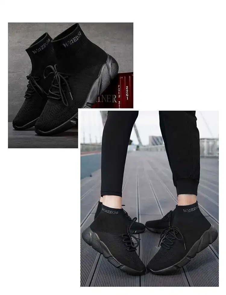 MWY Casual Shoes Men Sneakers Breathable Lace Up Mesh Socks Shoes zapatillas hombre Women Sports JoggingShoes Plus Size 35-47