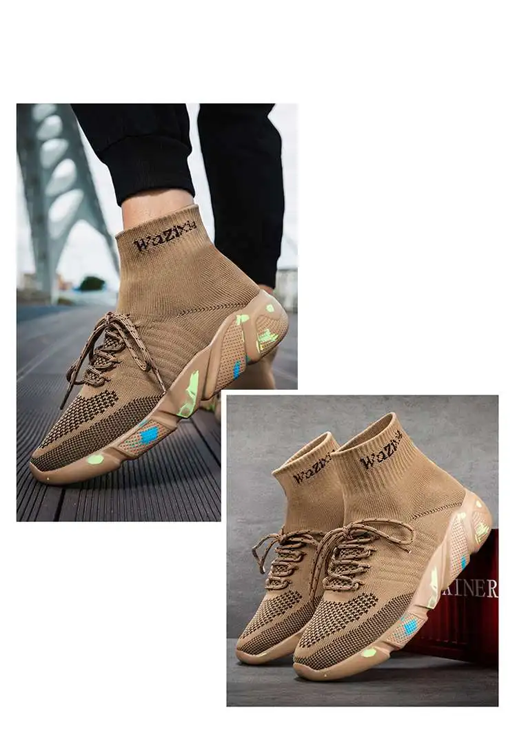 MWY Casual Shoes Men Sneakers Breathable Lace Up Mesh Socks Shoes zapatillas hombre Women Sports JoggingShoes Plus Size 35-47