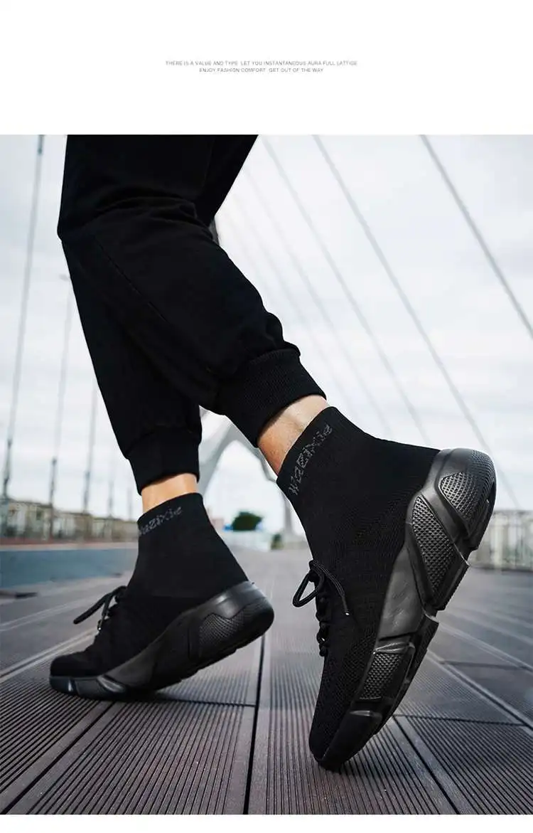 MWY Casual Shoes Men Sneakers Breathable Lace Up Mesh Socks Shoes zapatillas hombre Women Sports JoggingShoes Plus Size 35-47