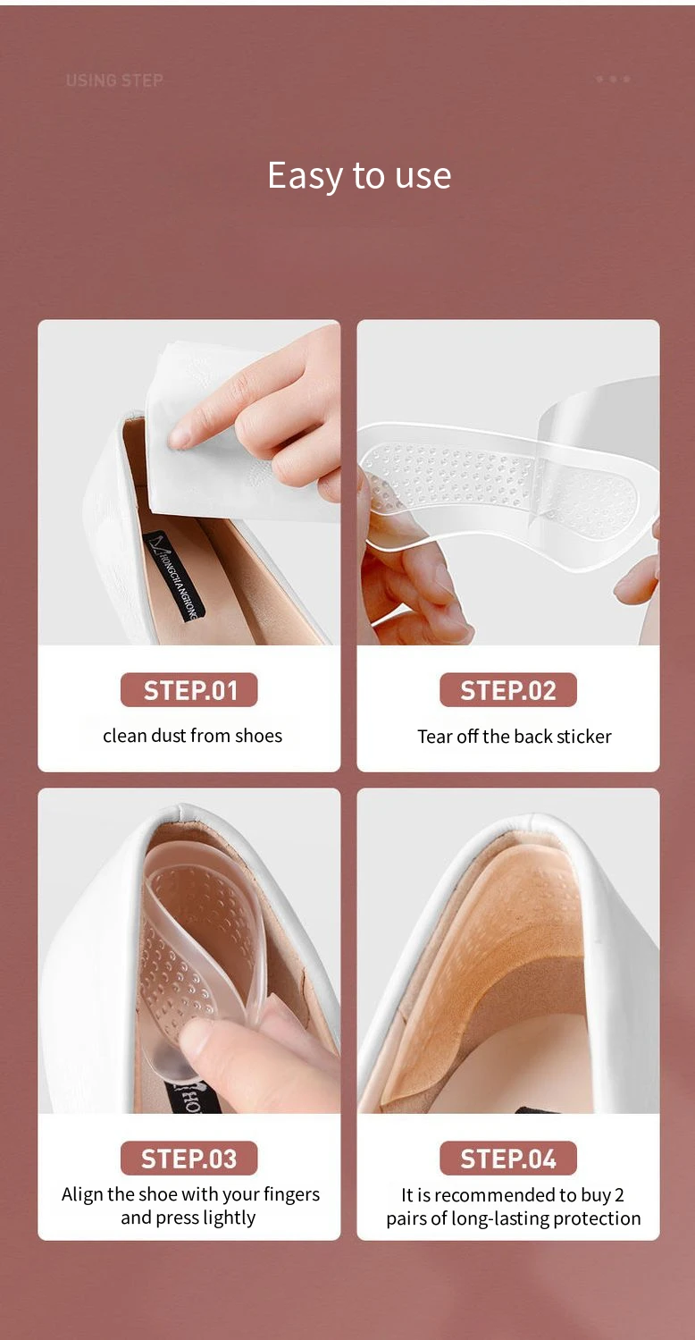 Silicone High Heels Heel Protectors Stickers Women Shoes Heel Cushion Foot Care Non Slip Shoe Pads for Adjustable Size Insoles