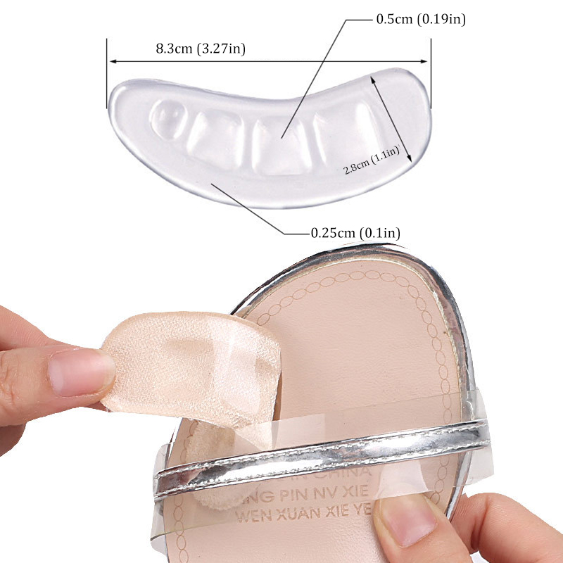 Silicone Anti-Slip Forefoot Women High Heel Pads Pain Relief Insoles Self-adhesive Gel Inserts Sandals Slippers Shoes Foot Pad