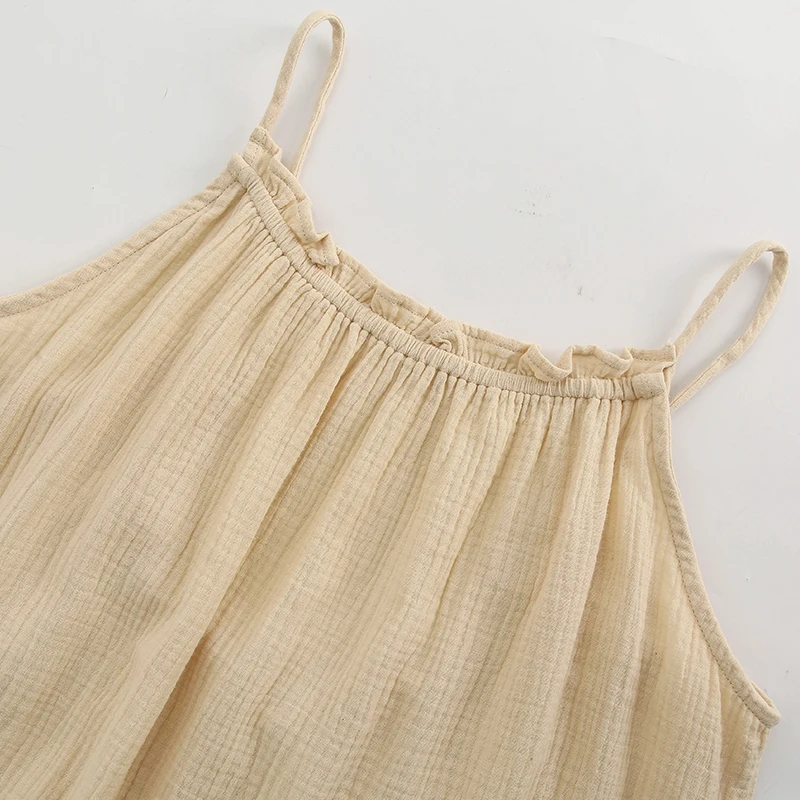 Muslin 100% Cotton Summer Dress Woman 2026 Trendy Sexy Sleeveless Ruched Long Maxi Party Dresses Chic Sundress