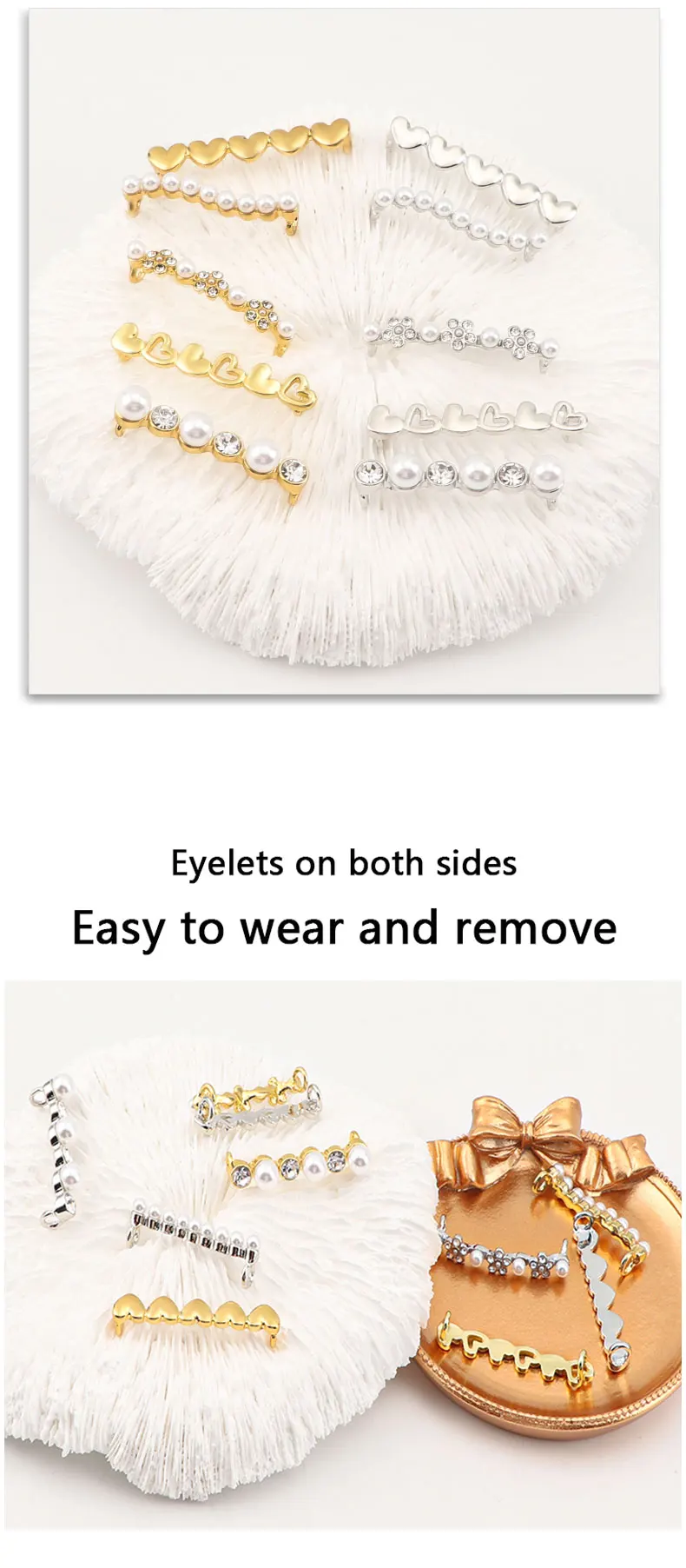 1PC Shoelaces Charms for Sneakers Shoelaces Clips Decorations Faux Pearl Casual Metal Rhinestone Shoe Buckle Accessory for Women
