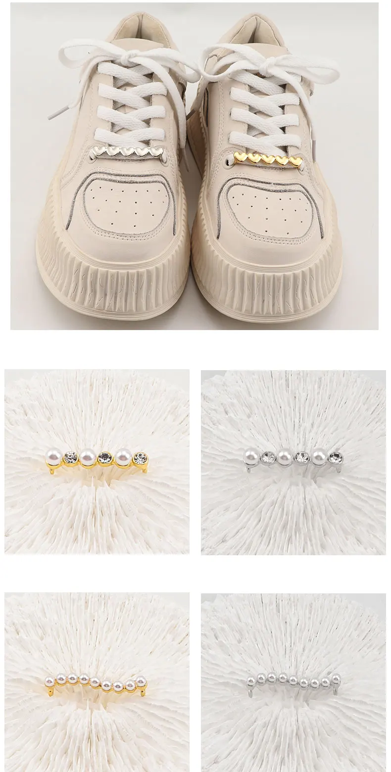 1PC Shoelaces Charms for Sneakers Shoelaces Clips Decorations Faux Pearl Casual Metal Rhinestone Shoe Buckle Accessory for Women