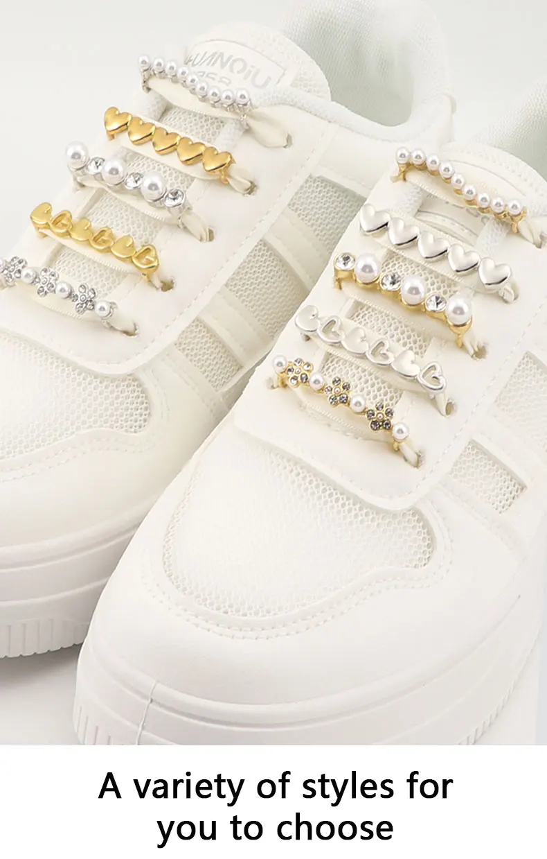 1PC Shoelaces Charms for Sneakers Shoelaces Clips Decorations Faux Pearl Casual Metal Rhinestone Shoe Buckle Accessory for Women