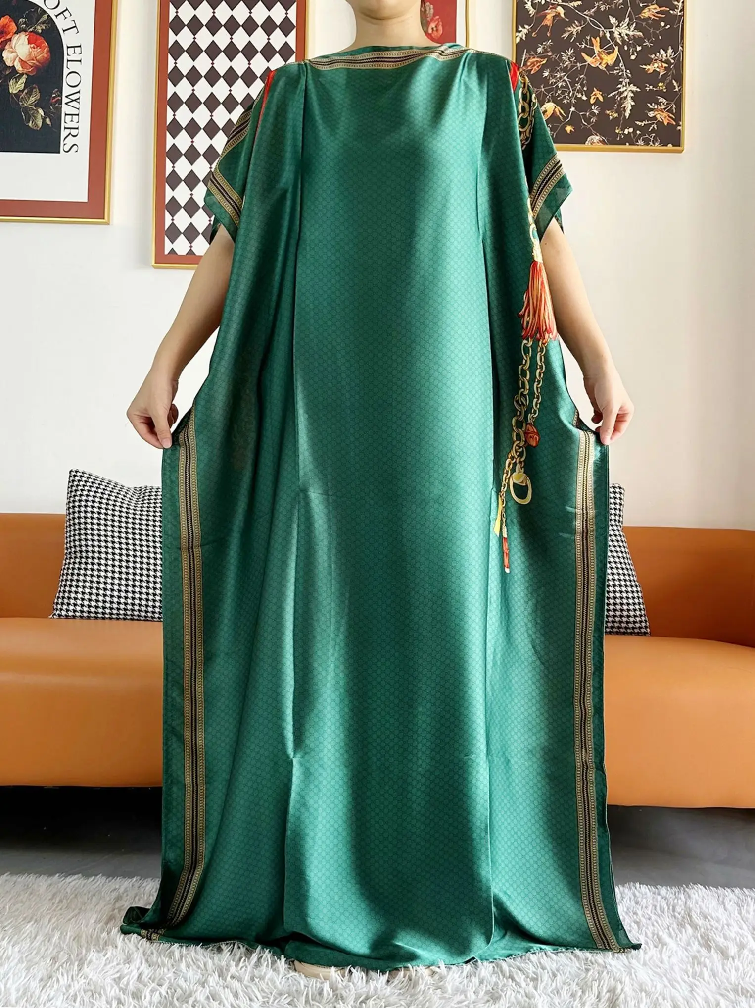 Abayas For Women 2023 Printed Silk Soft Loose Femme Robe Muslim Summer Fashion Clothing African Islam Woman Dresses With Scarfs