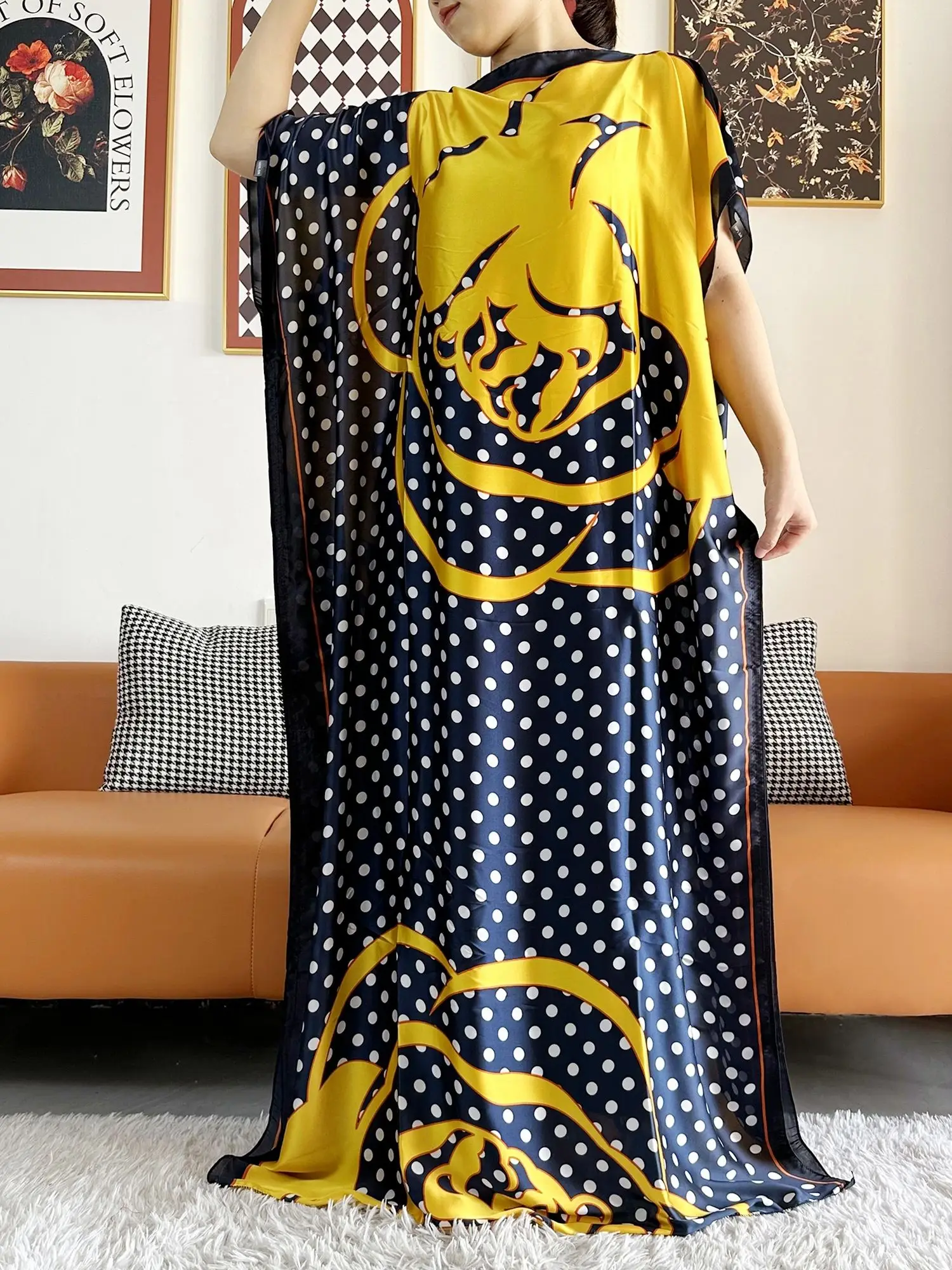 Abayas For Women 2023 Printed Silk Soft Loose Femme Robe Muslim Summer Fashion Clothing African Islam Woman Dresses With Scarfs