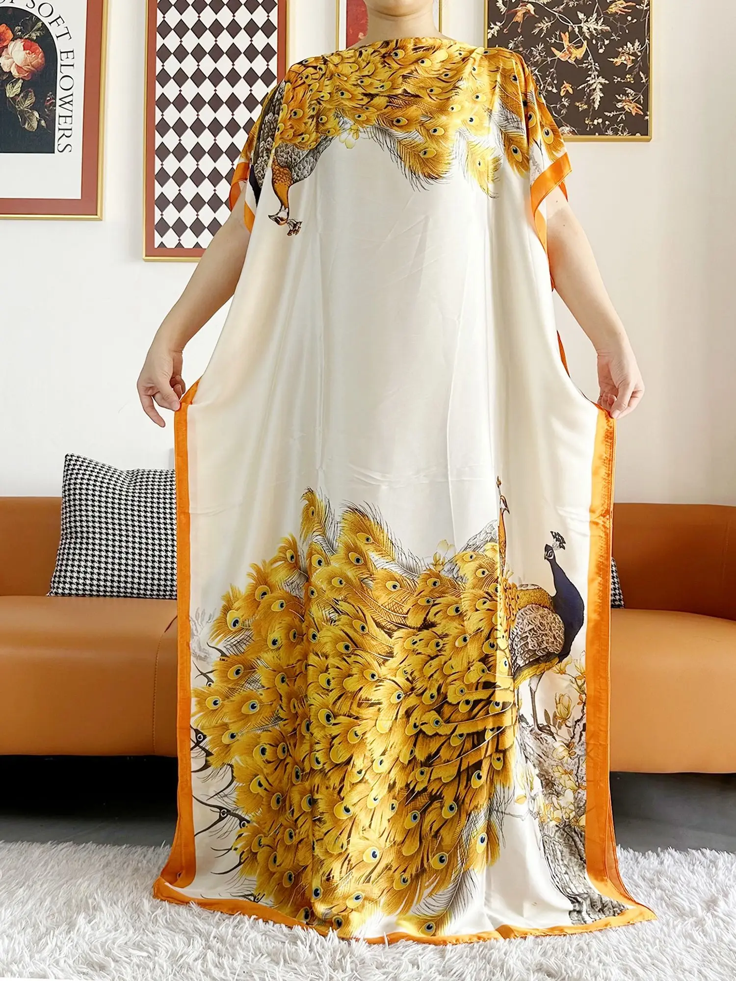Abayas For Women 2023 Printed Silk Soft Loose Femme Robe Muslim Summer Fashion Clothing African Islam Woman Dresses With Scarfs