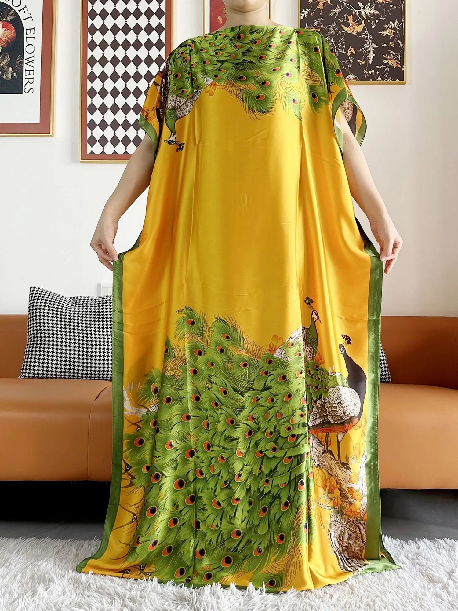 Abayas For Women 2023 Printed Silk Soft Loose Femme Robe Muslim Summer Fashion Clothing African Islam Woman Dresses With Scarfs