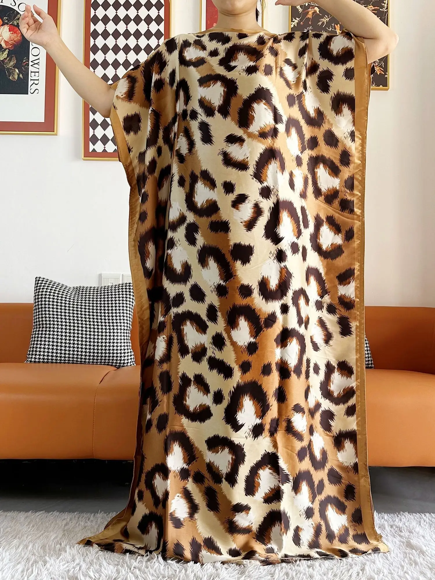 Abayas For Women 2023 Printed Silk Soft Loose Femme Robe Muslim Summer Fashion Clothing African Islam Woman Dresses With Scarfs