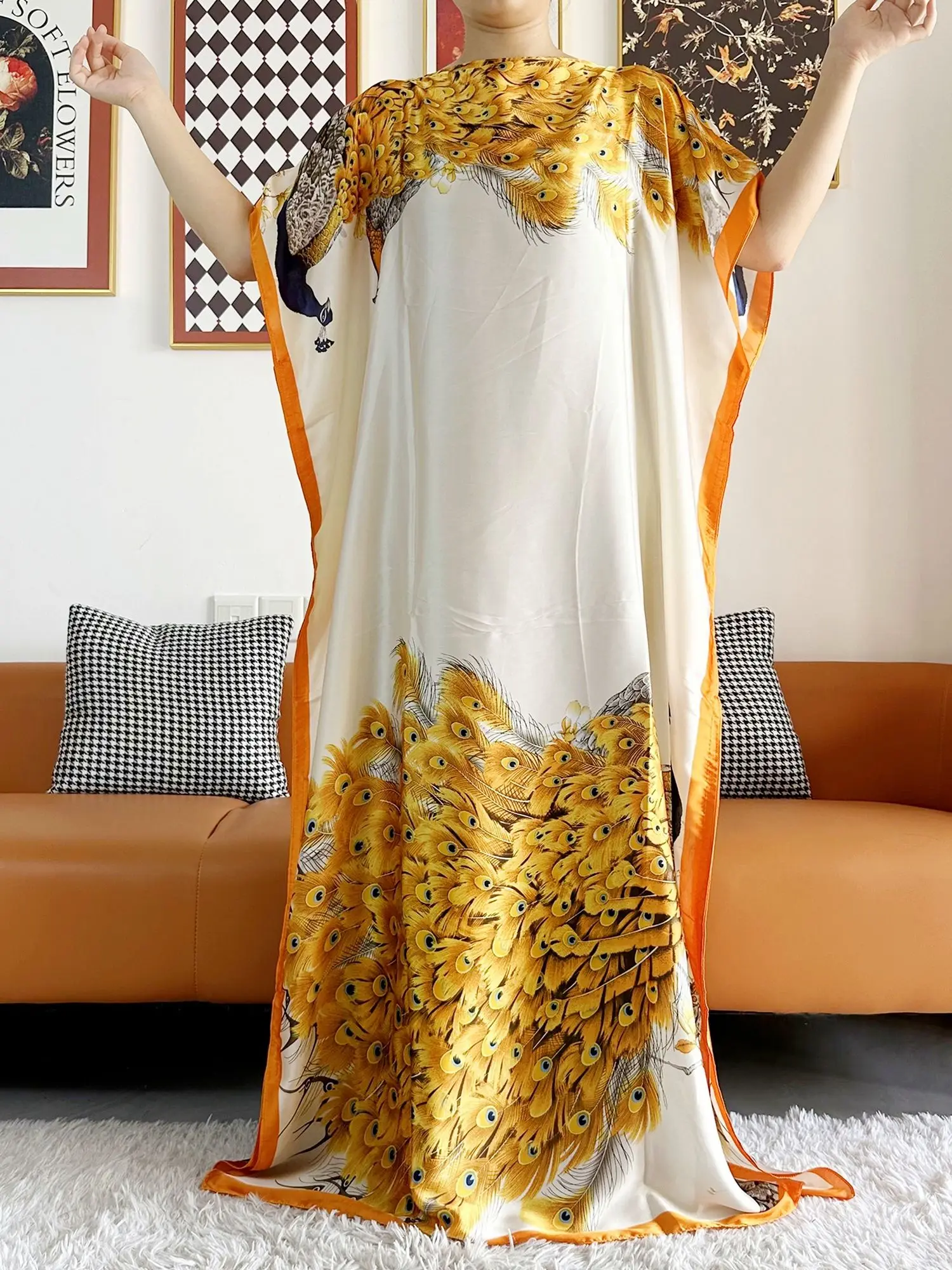 Abayas For Women 2023 Printed Silk Soft Loose Femme Robe Muslim Summer Fashion Clothing African Islam Woman Dresses With Scarfs
