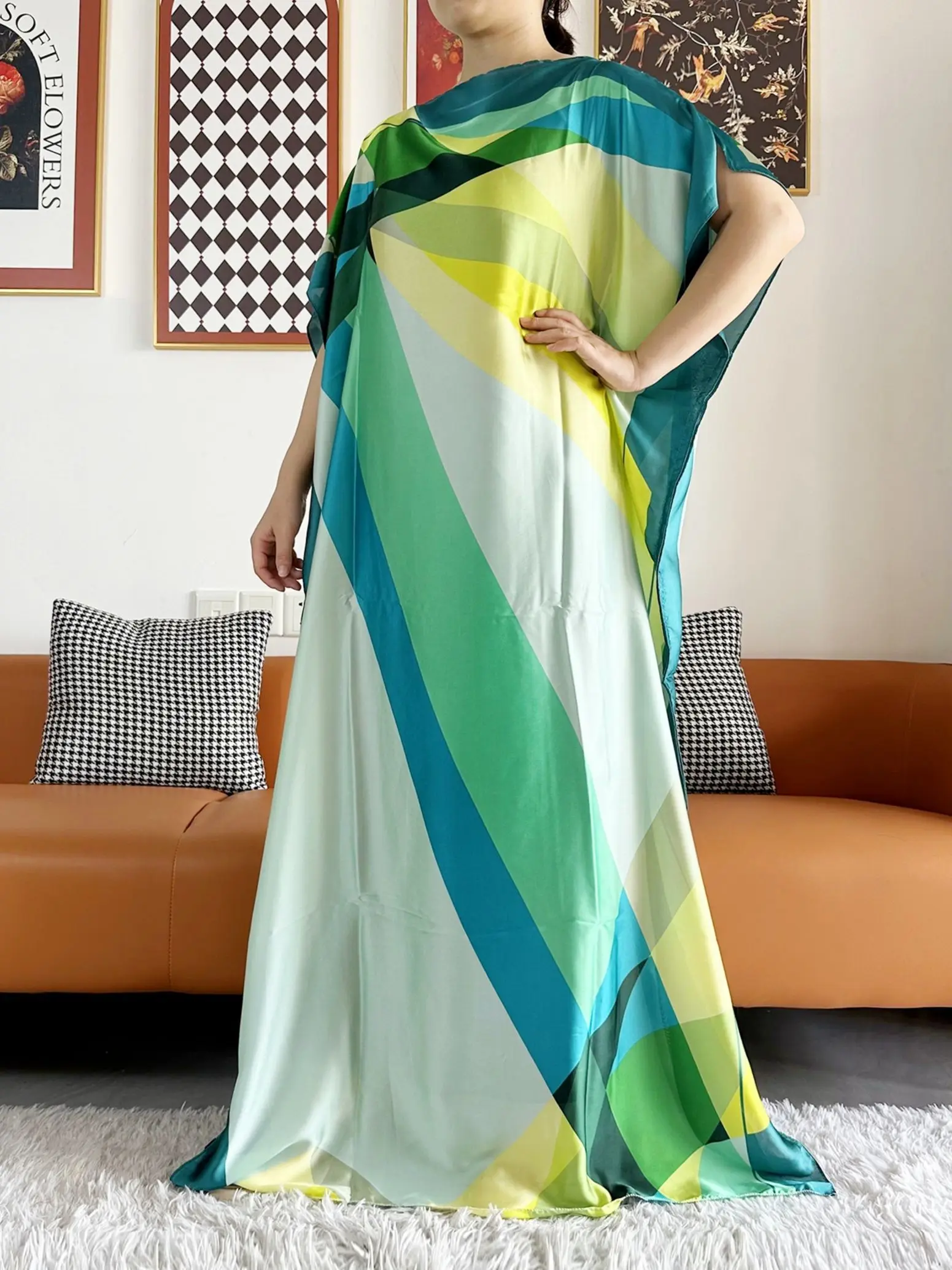 Abayas For Women 2023 Printed Silk Soft Loose Femme Robe Muslim Summer Fashion Clothing African Islam Woman Dresses With Scarfs