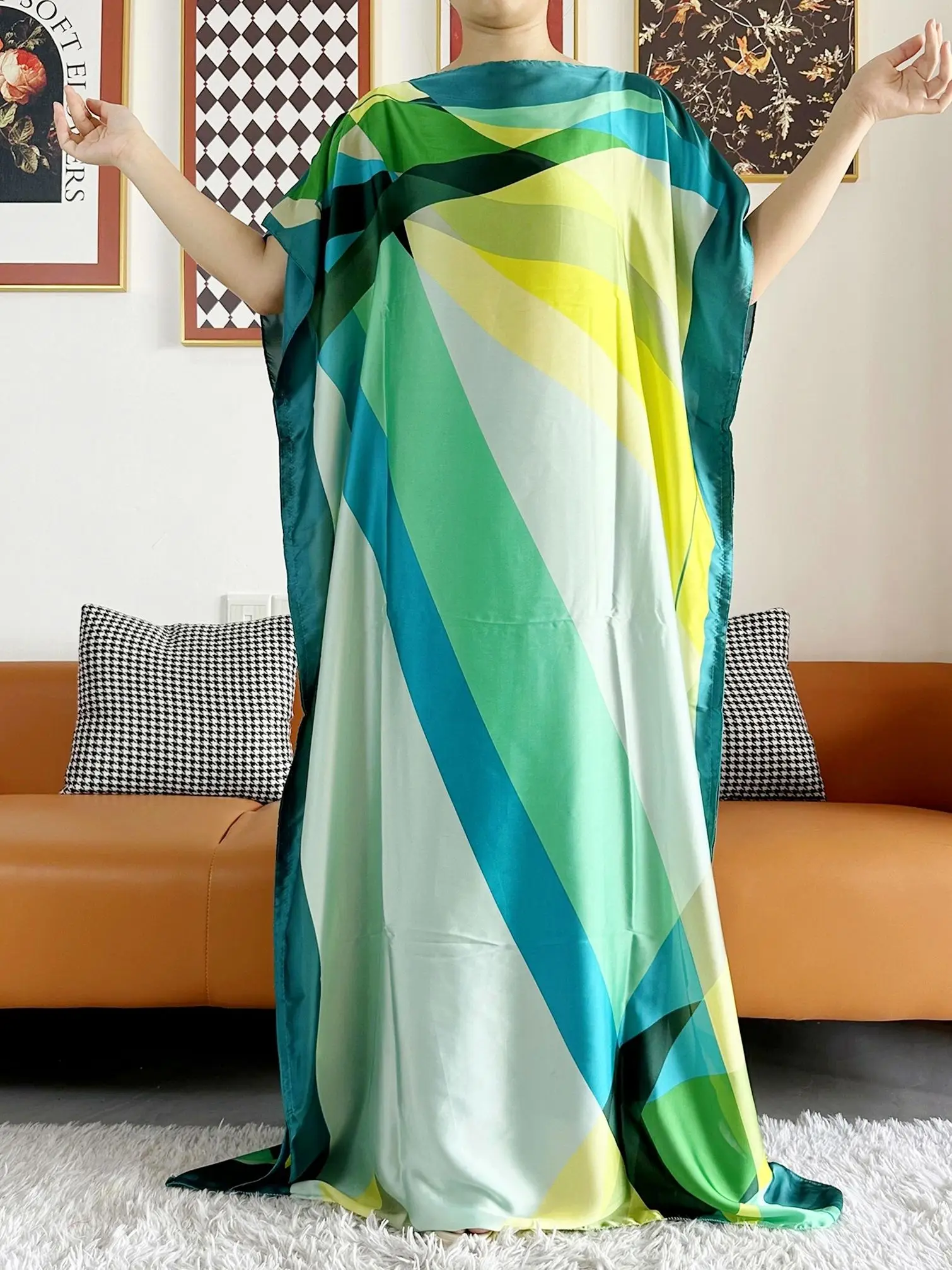 Abayas For Women 2023 Printed Silk Soft Loose Femme Robe Muslim Summer Fashion Clothing African Islam Woman Dresses With Scarfs