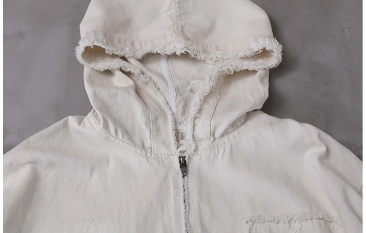 Amax luluE Korean Womens Loose Outerwear Fashion Coats Ladies Hooded Clothes Vintage Spring Jackets Oversized Denim Streetwear