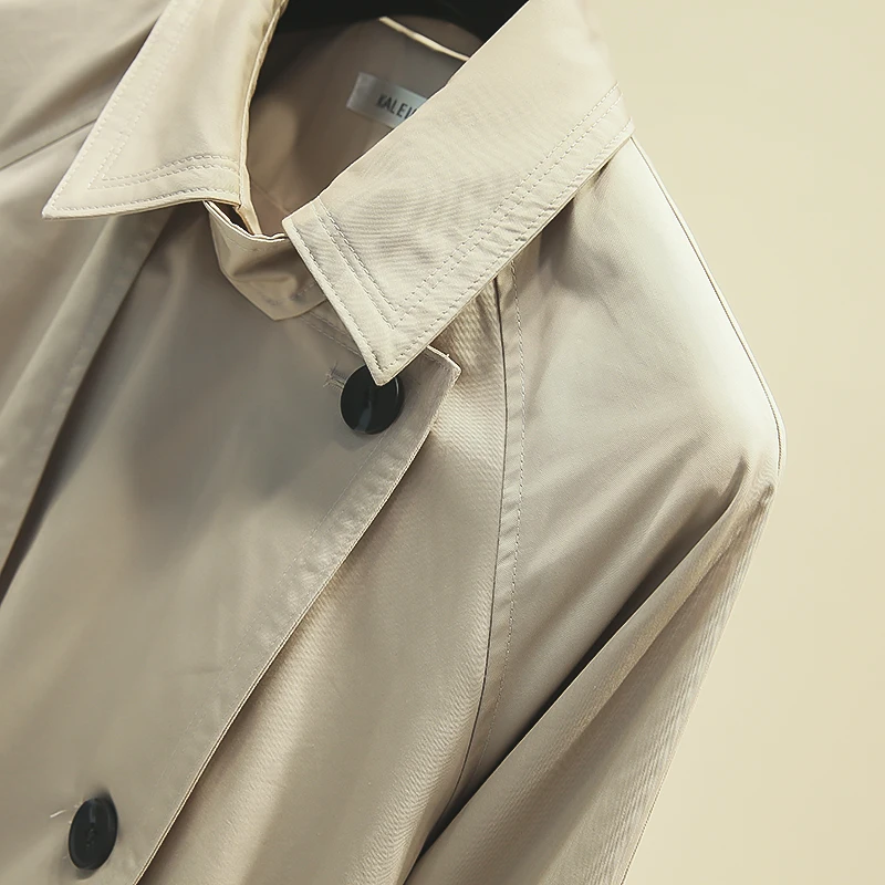 UK Brand new Fashion 2024 Fall /Autumn Casual Double breasted Simple Classic Long Trench coat with belt Chic Female windbreaker