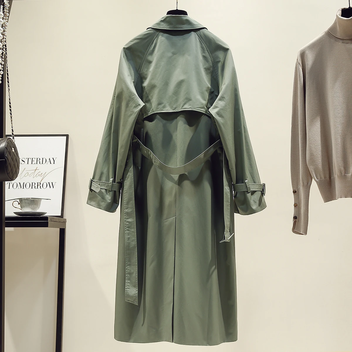 UK Brand new Fashion 2024 Fall /Autumn Casual Double breasted Simple Classic Long Trench coat with belt Chic Female windbreaker