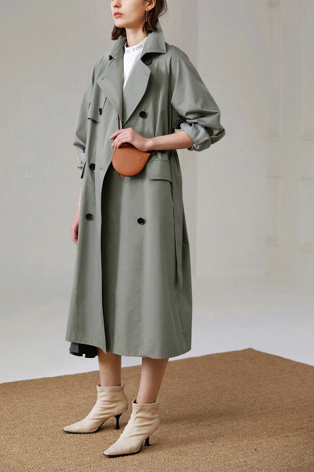 UK Brand new Fashion 2024 Fall /Autumn Casual Double breasted Simple Classic Long Trench coat with belt Chic Female windbreaker