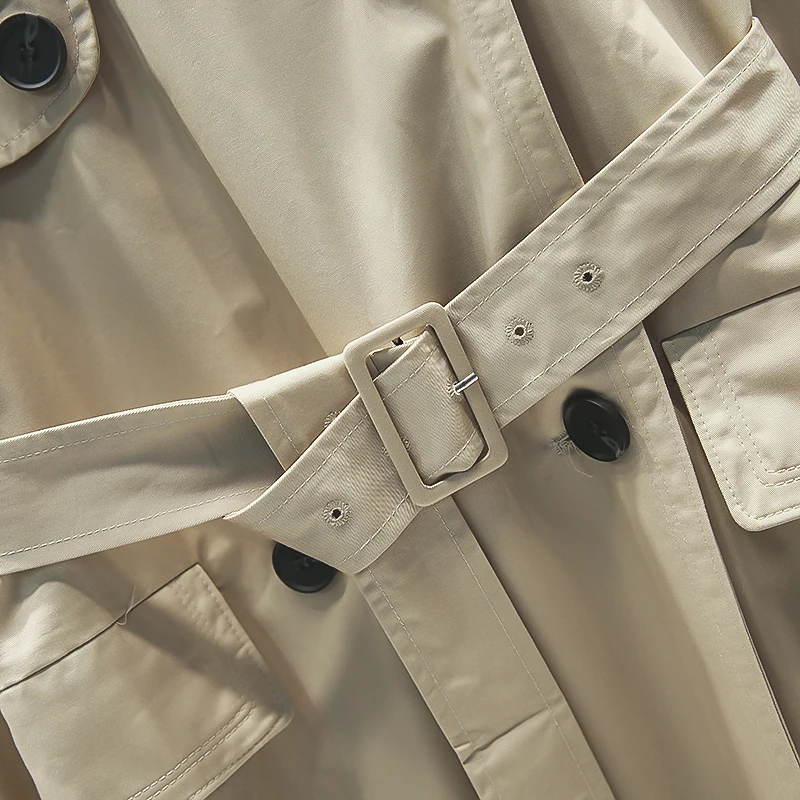 UK Brand new Fashion 2024 Fall /Autumn Casual Double breasted Simple Classic Long Trench coat with belt Chic Female windbreaker