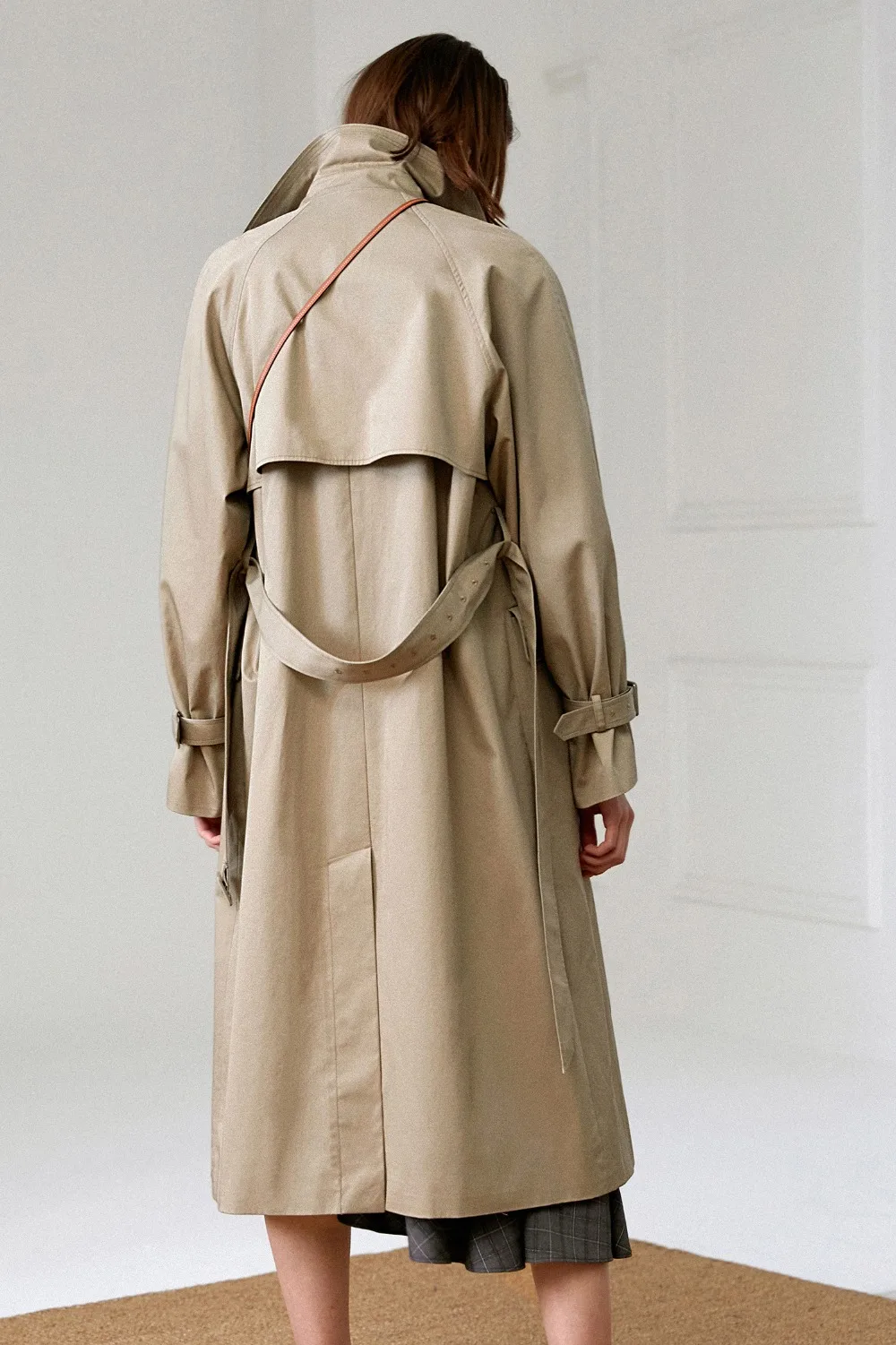 UK Brand new Fashion 2024 Fall /Autumn Casual Double breasted Simple Classic Long Trench coat with belt Chic Female windbreaker