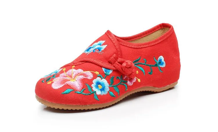 Floral Embroidered Shoes for Women Vintage Casual Loafers Canvas Dance Performance Shoe Ethnic Pumps Ladies Slingbacks Sandals