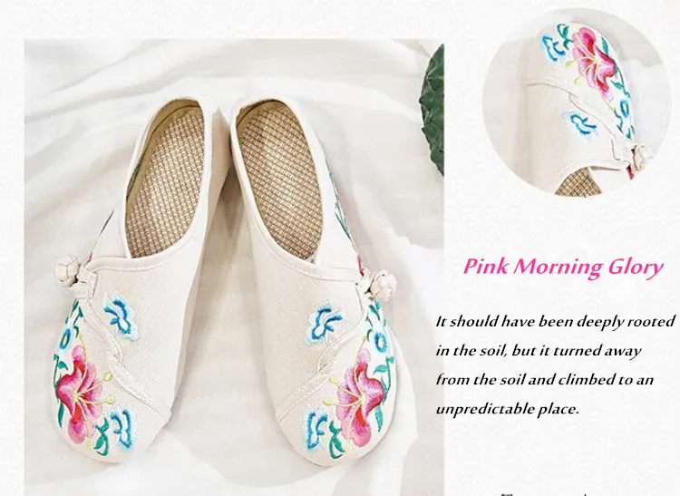 Floral Embroidered Shoes for Women Vintage Casual Loafers Canvas Dance Performance Shoe Ethnic Pumps Ladies Slingbacks Sandals