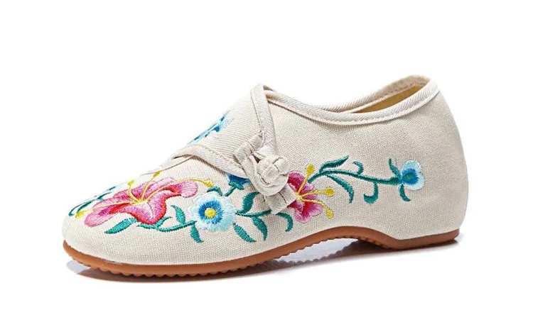 Floral Embroidered Shoes for Women Vintage Casual Loafers Canvas Dance Performance Shoe Ethnic Pumps Ladies Slingbacks Sandals